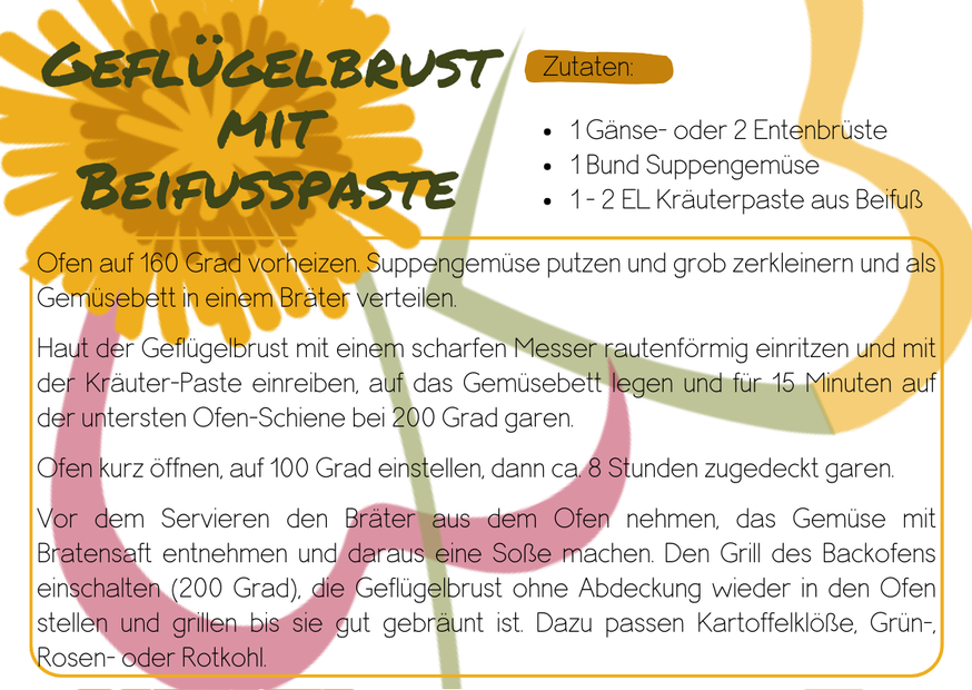 einfaches Rezept mit Beifuß-Paste, Entenbraten, Gänsebrust, Niedriggarmethode