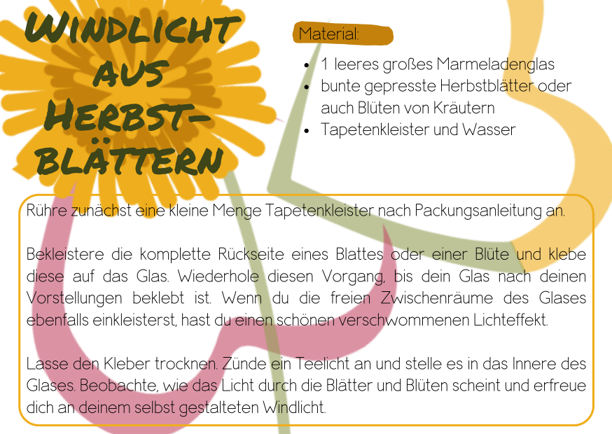 Einfache Anleitung, Windlicht basteln aus Herbstblättern, Basteln mit Naturmaterialien