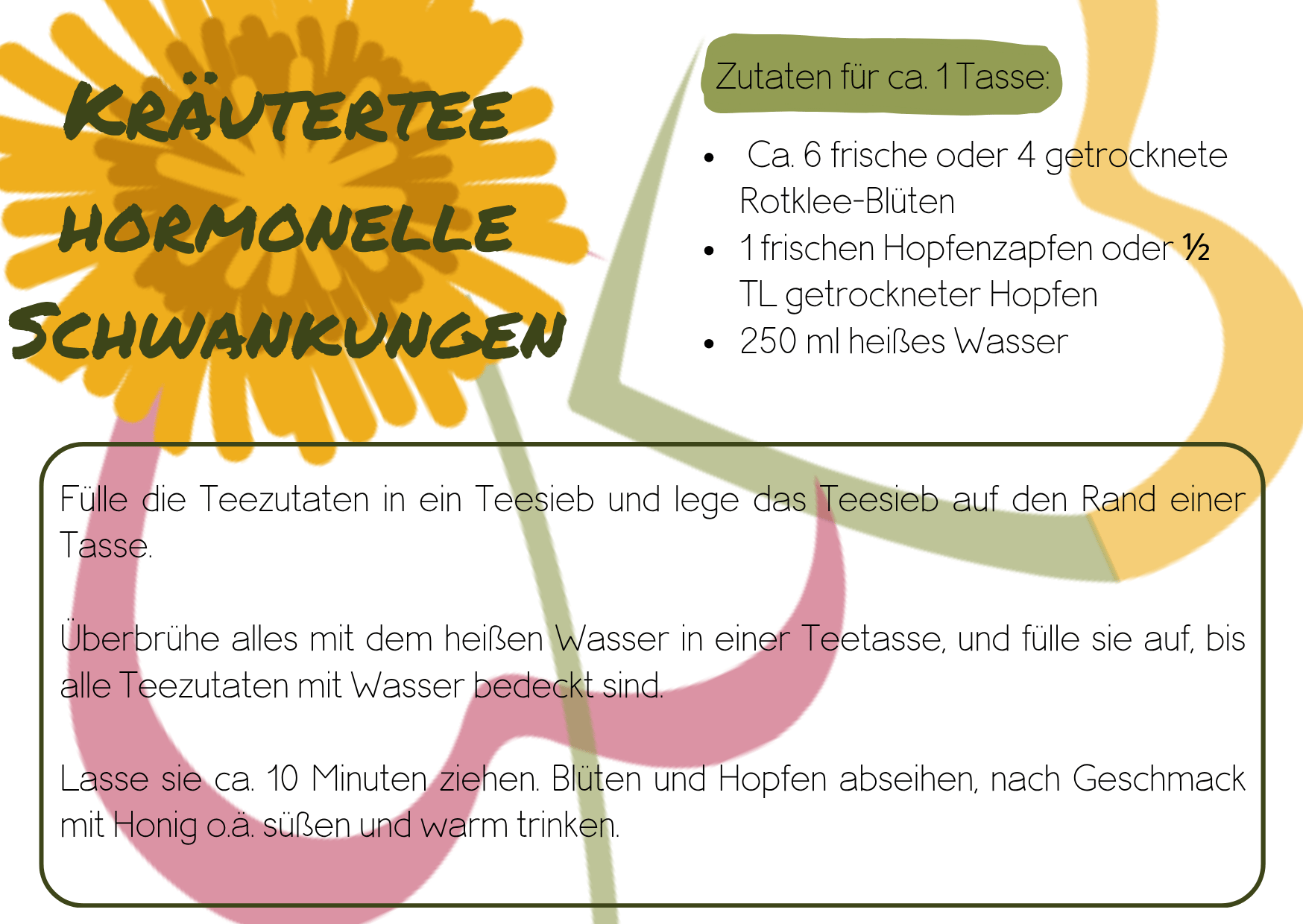 Kräutertee hormonelle Schwankungen mit Rotklee und Hopfen - Rezeptübersicht
