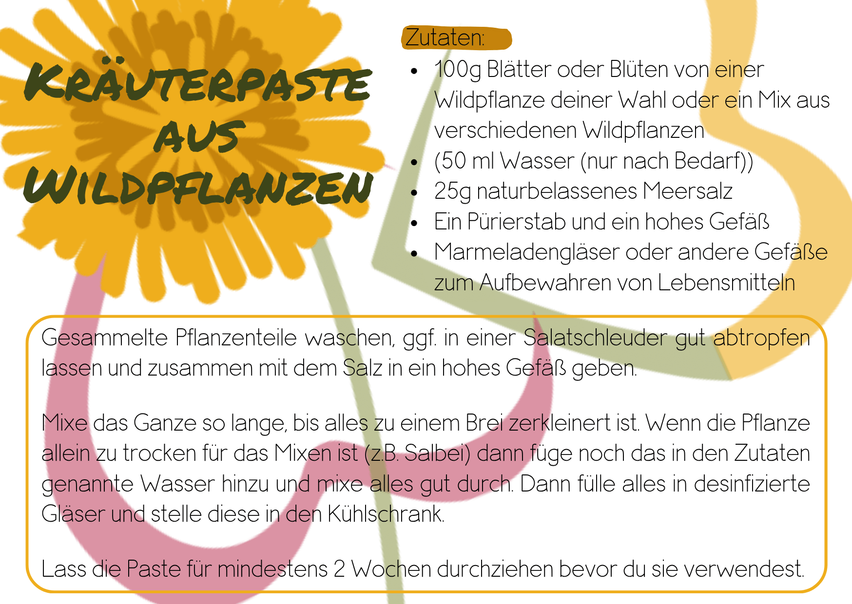 Wildpflanzen haltbar machen mit Kräuterpaste