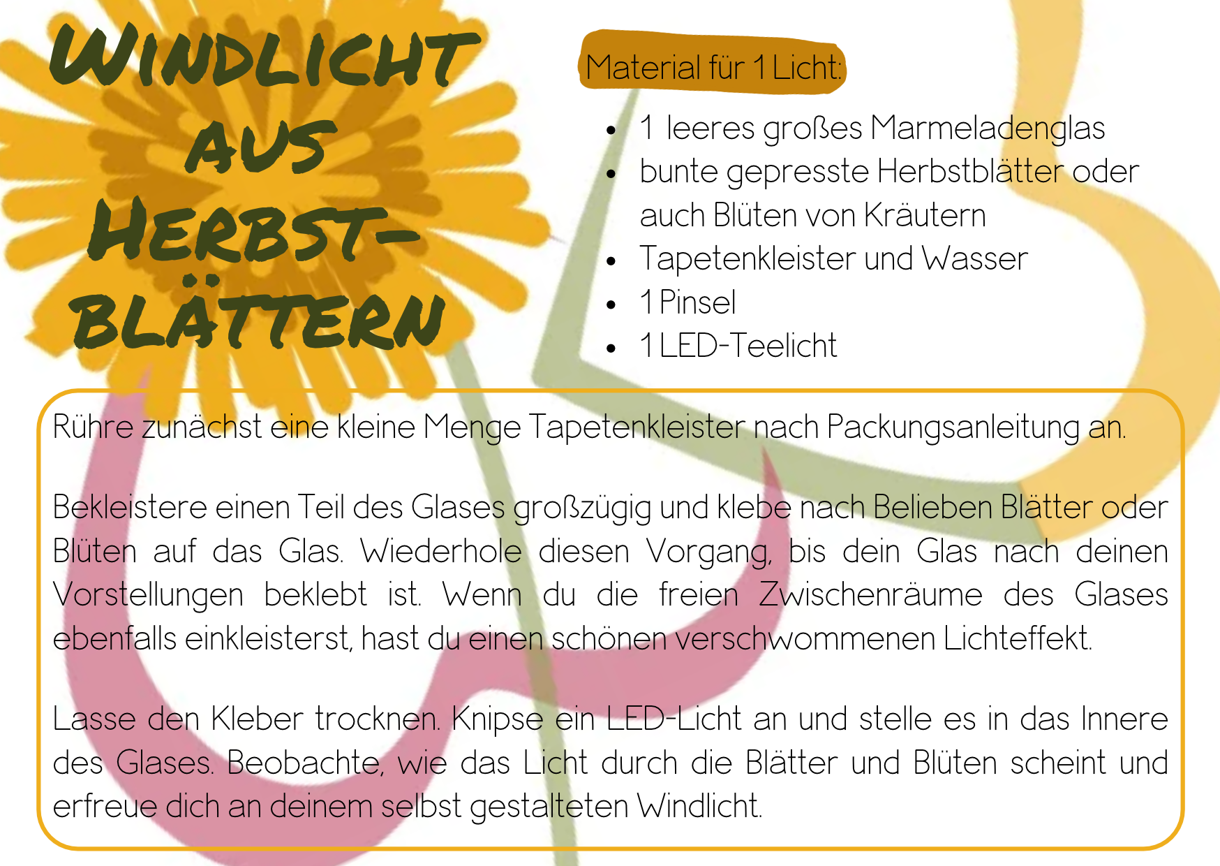 Anleitung Windlicht basteln aus Herbstblättern , Basteln mit Naturmaterialien