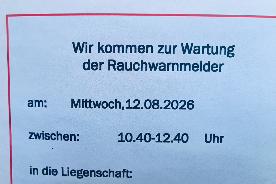 Ankündigung der Rauchmelder Tests.