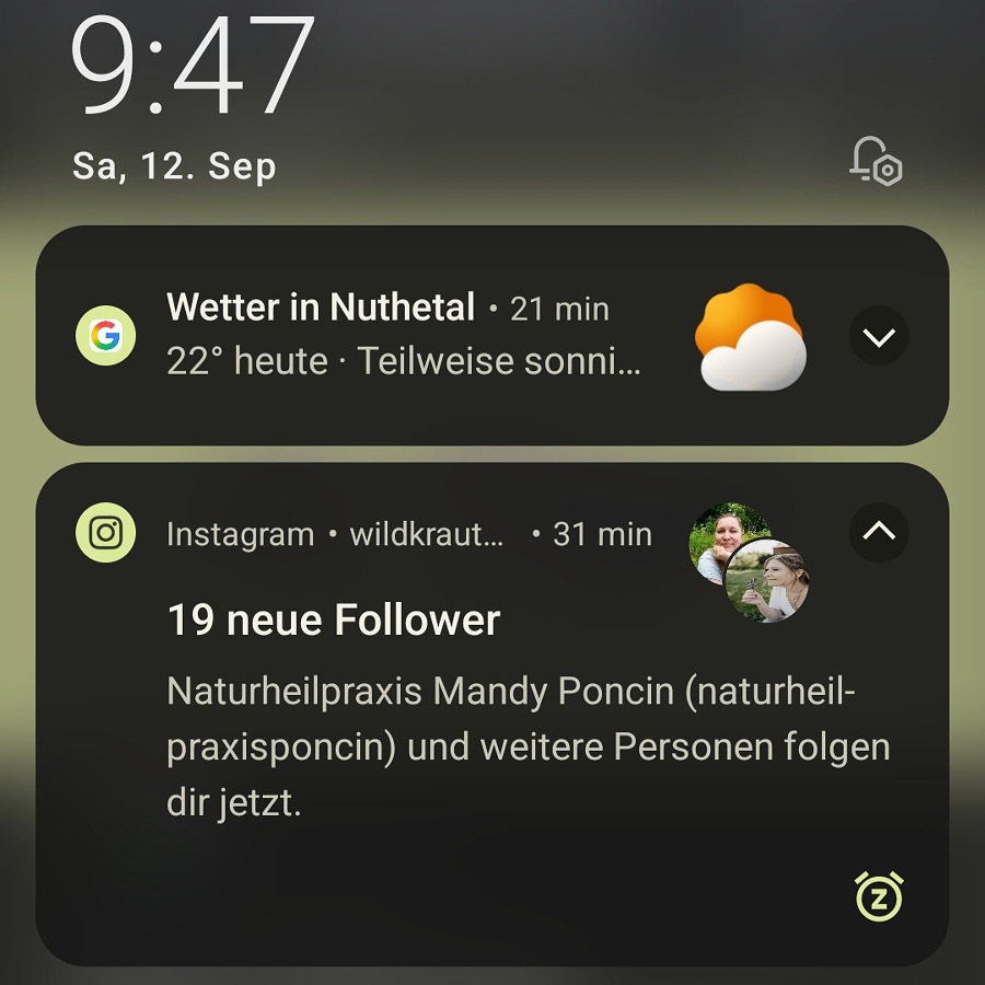 Screenshot meines Handydisplays und frohe Kunde von 19 neuen Followern bei Instagram